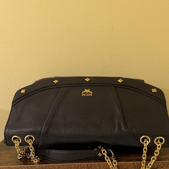 MCM Black Shoulder Bag with Gold Hardware MCM Handbag Authentic MCM - Picture 13 of 15